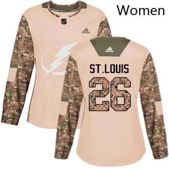 Womens Adidas Tampa Bay Lightning 26 Martin St Louis Authentic Camo Veterans Day Practice NHL Jersey